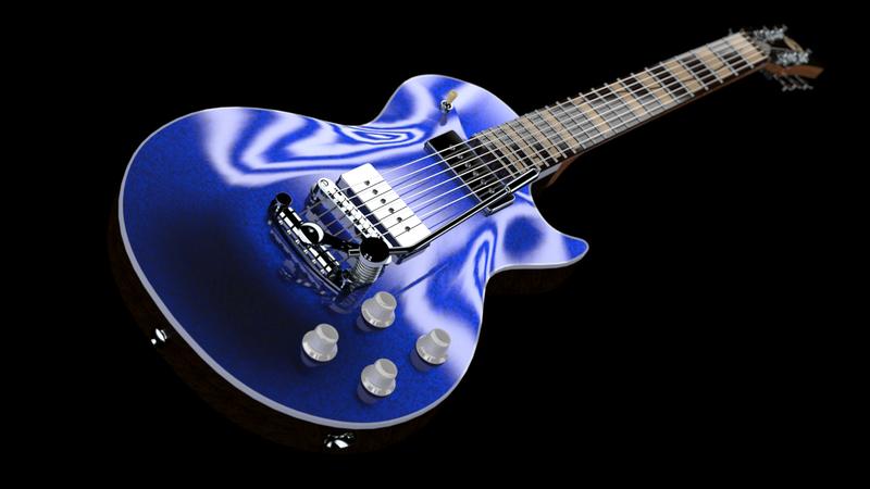 3D Modelled Guitar, Blue