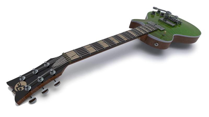 3D Modelled Guitar, Green